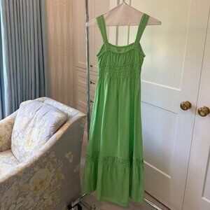 LOFT Smocked Tiered Maxi Dress in Green (XS)